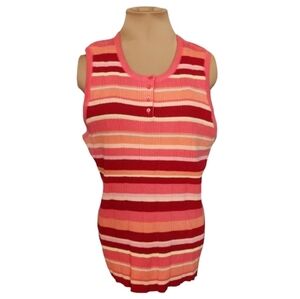 Vintage Y2K Cherokee ribbed Henley Tank Top Made in Japan Women's Plus 1X